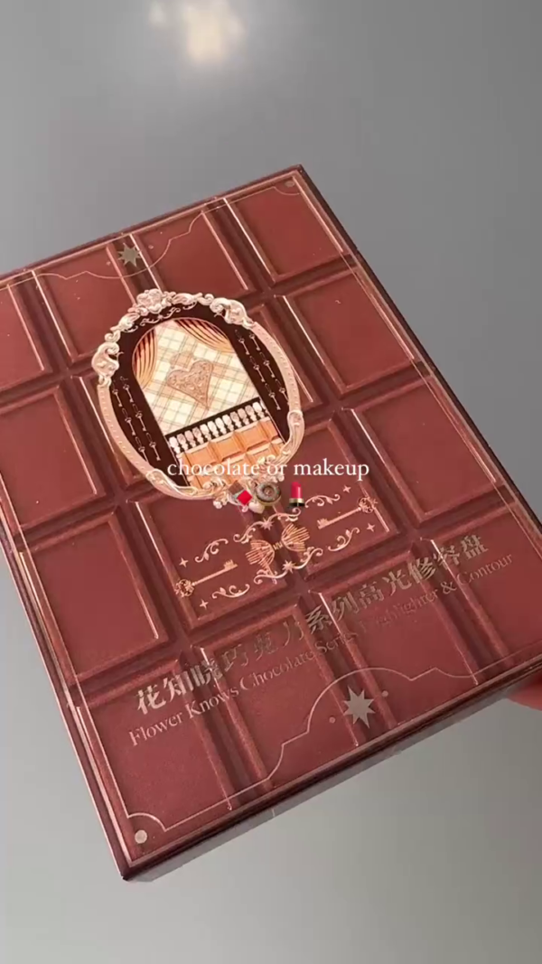 Flower Knows Chocolate Series – Luxuriously Sculpted Contour & Highlighter Palette with Vintage Baroque Detailing and Whimsical Engraved Mottos - Image 2