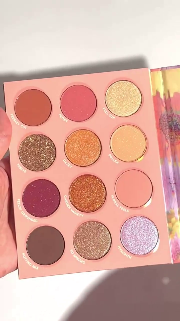 Spring Bloom 12-Pan Eyeshadow Palette – Garden-Inspired Collection Featuring Velvety Mattes, Sparkling Metallics, and Soft Pastels in Warm Floral Tones for Fresh, Radiant Looks