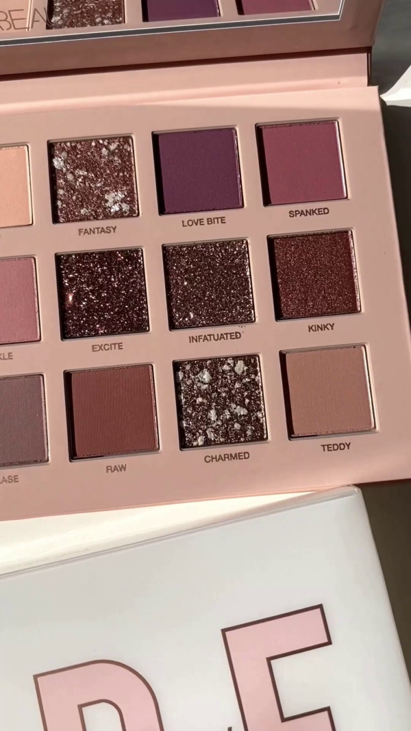 New Nude Eyeshadow Palette – 18 Ultra-Feminine Matte, Shimmer, Glitter & Cream Shades for Versatile Day-to-Night Glam Looks in Romantic Rose & Mauve Tones - Image 2