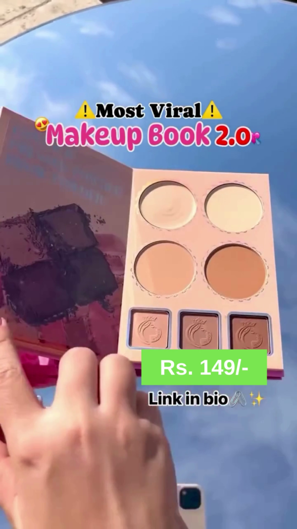 All-in-One Versatile Makeup Book 2.0 with Eyeshadow, Highlighter, and Contour Shades in a Compact Travel-Friendly Design - Image 3