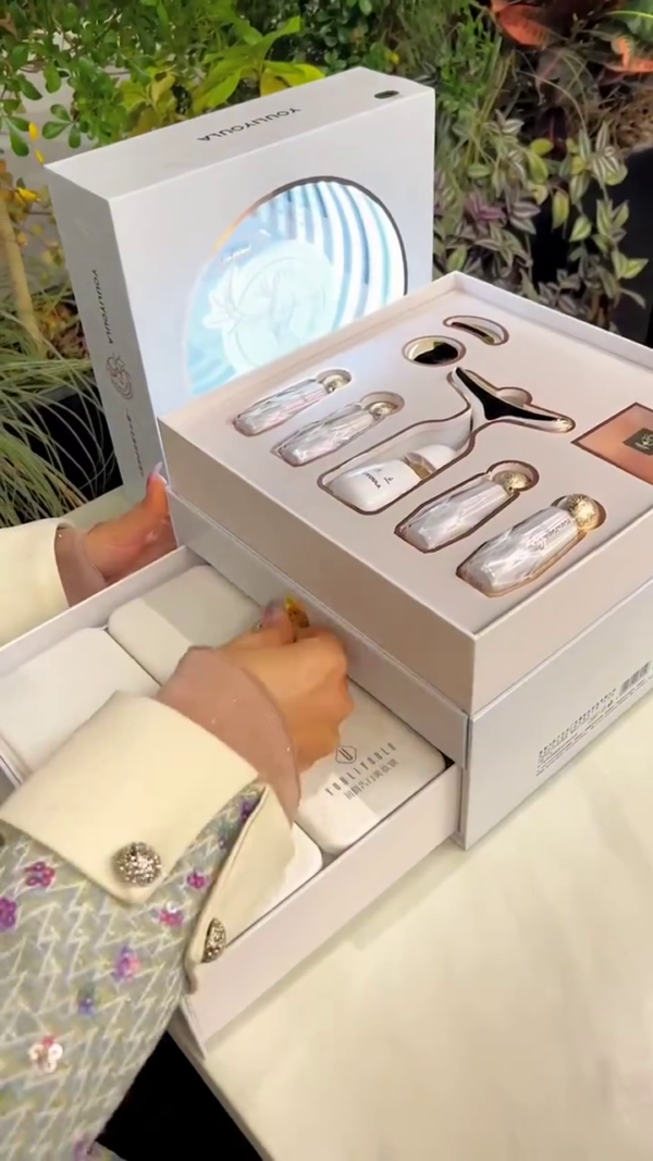 Luxury Skincare and Makeup Gift Set – Complete Beauty Collection Featuring Essence, Serum, Eye Cream, Facial Massager, Eyeshadow Palette, Lipstick & Cushion Foundation for Radiant Skin and Glamorous Looks - Image 3