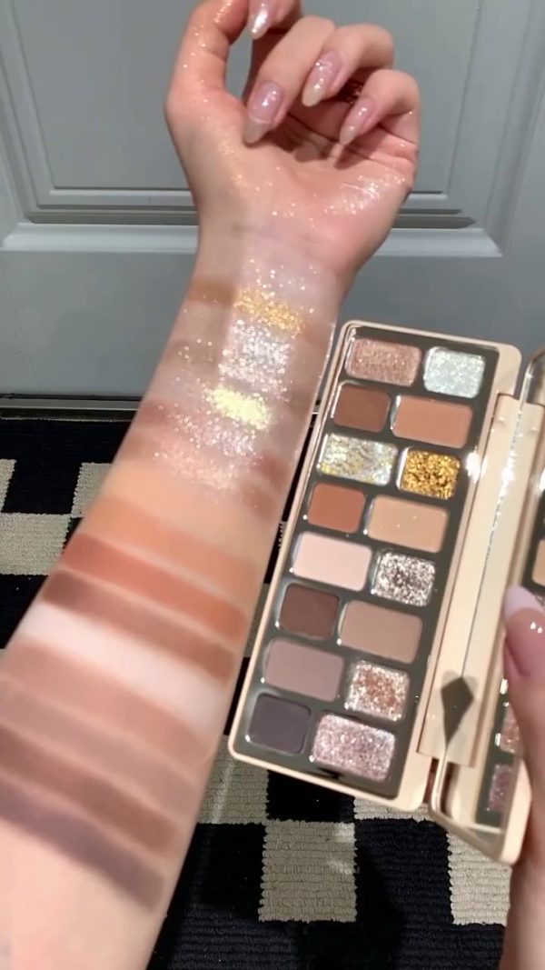 Luxury 16-Color Neutral & Glitter Eyeshadow Palette – Ultra-Pigmented Matte, Metallic, and Shimmer Shades – Warm & Cool Tones for All Skin Types – Long-Lasting, Blendable, Professional Eye Makeup Kit