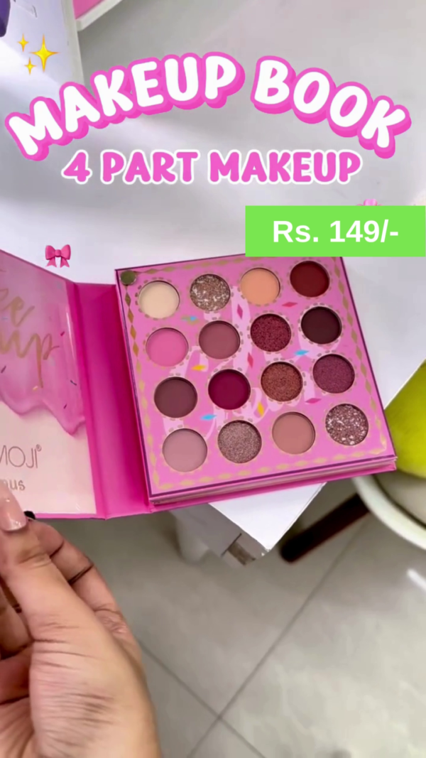 Luxury 4-in-1 Makeup Book with Stunning Eyeshadow Palette – A Complete Collection of Matte, Shimmer, and Glitter Shades for Every Look