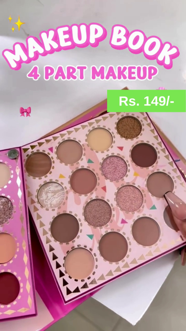 Luxury 4-in-1 Makeup Book with Stunning Eyeshadow Palette – A Complete Collection of Matte, Shimmer, and Glitter Shades for Every Look - Image 2