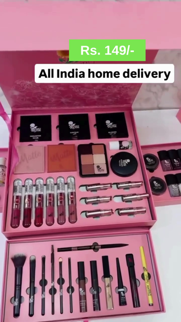 All-in-One Professional Makeup Kit with Lipsticks, Eyeshadows, Blush, Contour, Highlighter, Brushes, and More – Perfect for Every Occasion - Image 3