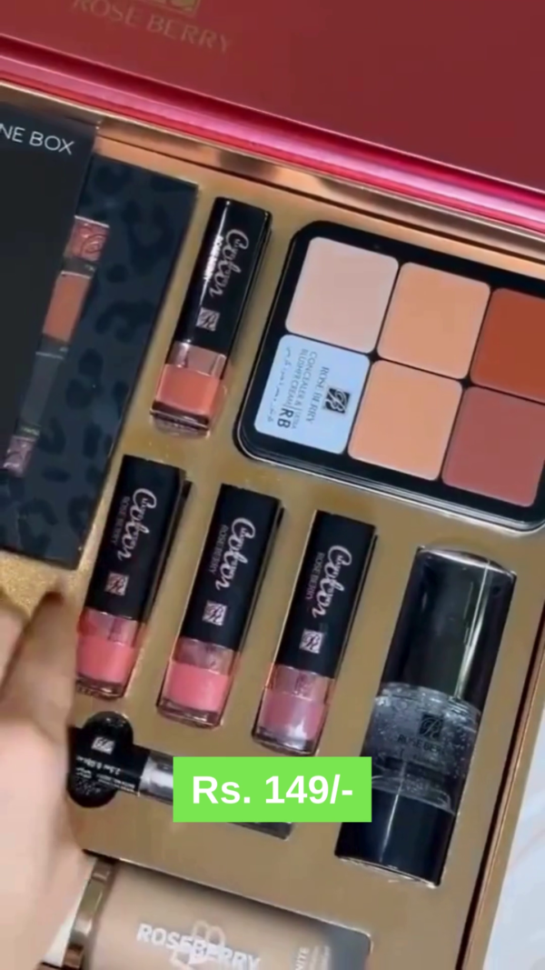 Rose Berry Luxury Professional Makeup Kit – Complete Beauty Box with 24-Color Eyeshadow Palette, Lipsticks, Nail Polish, Foundation & More – Perfect for Makeup Lovers & Gift Sets!