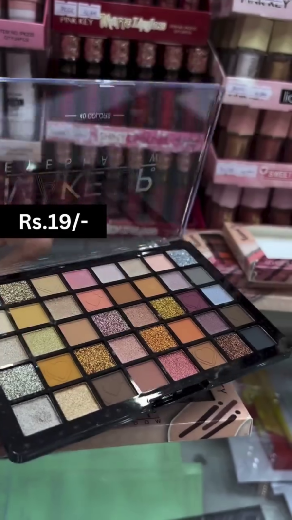 Pink Key 40-Color Eyeshadow Palette – Highly Pigmented, Long-Lasting, Matte & Glitter Shades for Stunning Eye Makeup Looks