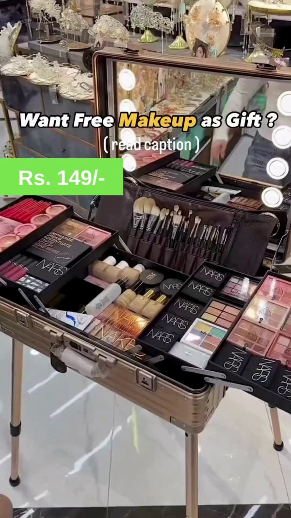 Professional Makeup Artist Vanity Case with LED Mirror, High-Quality Brushes, Luxury Cosmetic Set, and Secure Locking System – Perfect for Travel and Beauty Enthusiasts