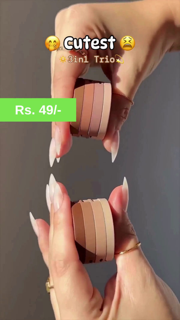 Compact 3-in-1 Stackable Makeup Trio for Everyday Beauty – Featuring Multi-Layered Design with Blush, Highlighter, and Mirror in a Portable, Minimalistic Case for Effortless Touch-Ups on the Go - Image 2