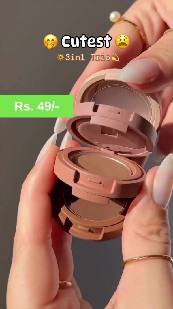 Compact 3-in-1 Stackable Makeup Trio for Everyday Beauty – Featuring Multi-Layered Design with Blush, Highlighter, and Mirror in a Portable, Minimalistic Case for Effortless Touch-Ups on the Go