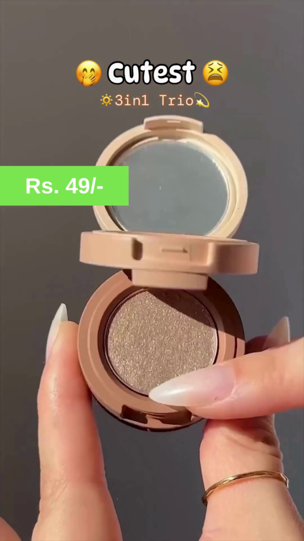 Compact 3-in-1 Stackable Makeup Trio for Everyday Beauty – Featuring Multi-Layered Design with Blush, Highlighter, and Mirror in a Portable, Minimalistic Case for Effortless Touch-Ups on the Go - Image 3