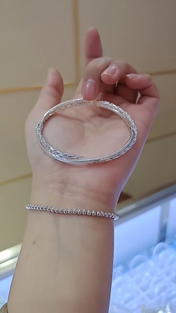 Luxurious and Lightweight Sterling Silver Open Cuff Bangle Bracelet with Intricate Filigree Design and Pave-Set Timeless Handcrafted Jewelry for Women