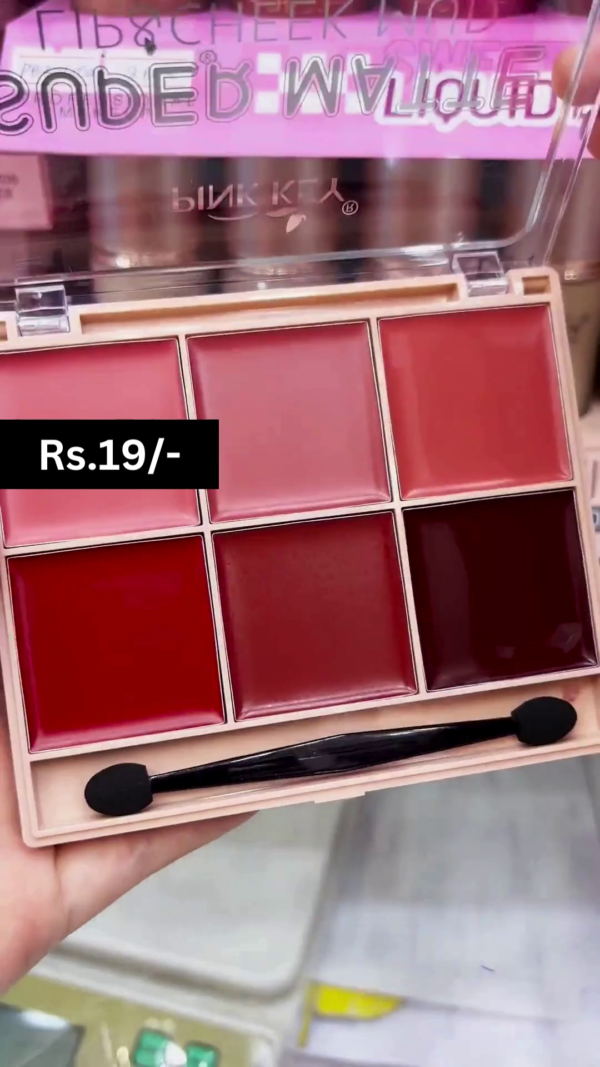 Blink & Key Multi-Purpose Lip and Cheek Tint Palette with 6 Rich Shades for Effortless Blush and Lip Color Application