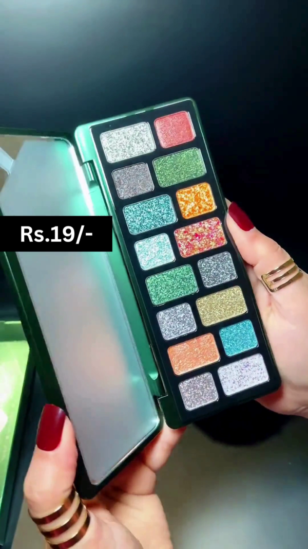 Vibrant 16-Color Glitter and Shimmer Eyeshadow Palette with Multi-Dimensional Finishes for Bold, Sparkling Eye Looks, Long-Lasting Wear, and Intense Pigmentation