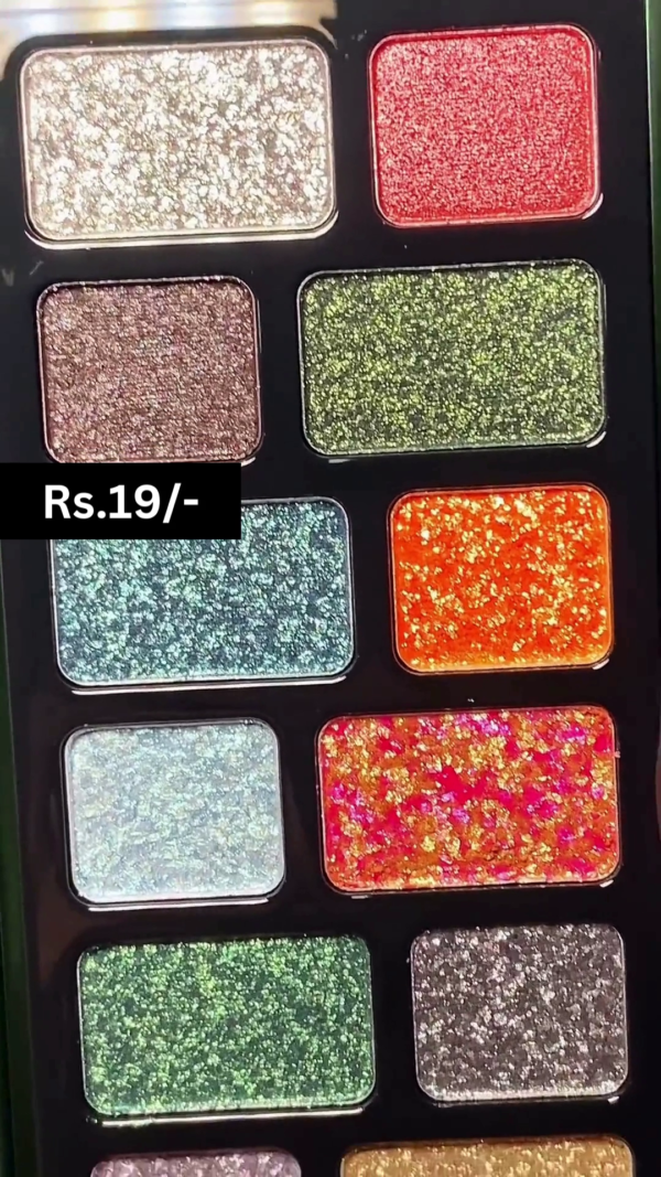 Vibrant 16-Color Glitter and Shimmer Eyeshadow Palette with Multi-Dimensional Finishes for Bold, Sparkling Eye Looks, Long-Lasting Wear, and Intense Pigmentation - Image 2