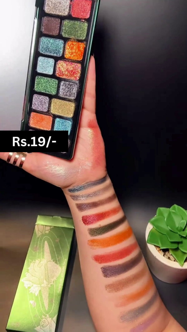 Vibrant 16-Color Glitter and Shimmer Eyeshadow Palette with Multi-Dimensional Finishes for Bold, Sparkling Eye Looks, Long-Lasting Wear, and Intense Pigmentation - Image 3