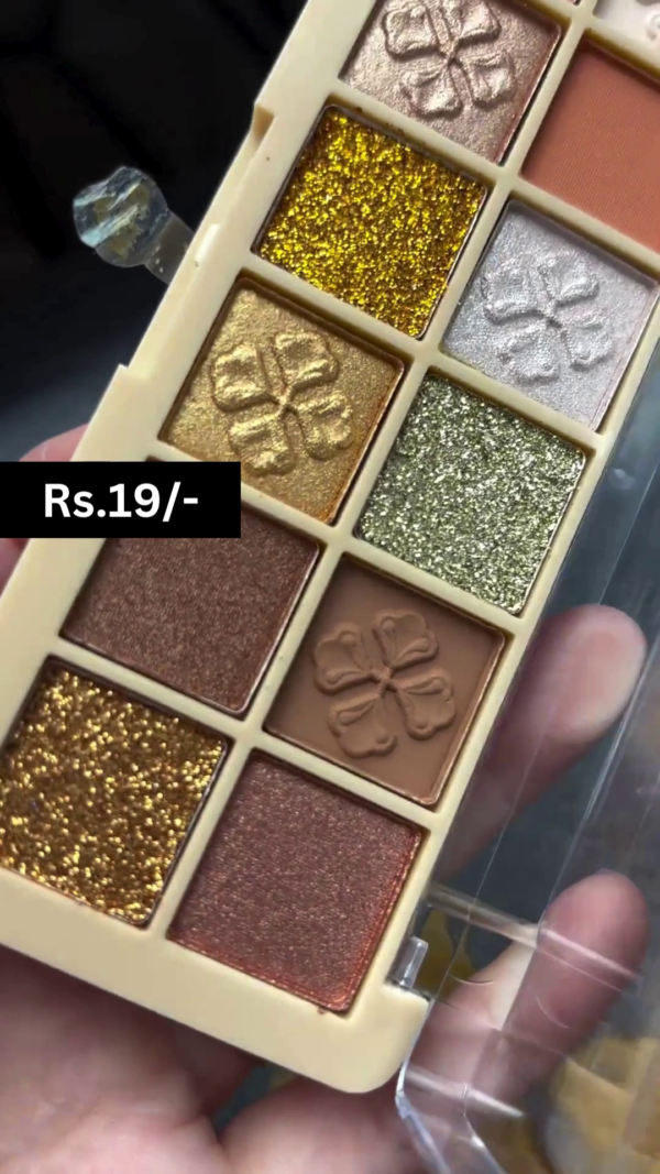 12-Color Shimmer and Matte Eyeshadow Palette with Floral Embossed Design Featuring Rich Metallics, Glitters, and Natural Hues for Bold and Everyday Glam Looks
