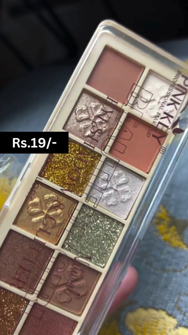 12-Color Shimmer and Matte Eyeshadow Palette with Floral Embossed Design Featuring Rich Metallics, Glitters, and Natural Hues for Bold and Everyday Glam Looks - Image 3