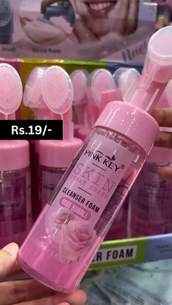 Rose Bubble Cleanser Foam with Built-In Soft Brush for Deep Cleansing, Gentle Exfoliation, and Fresh, Radiant Skin