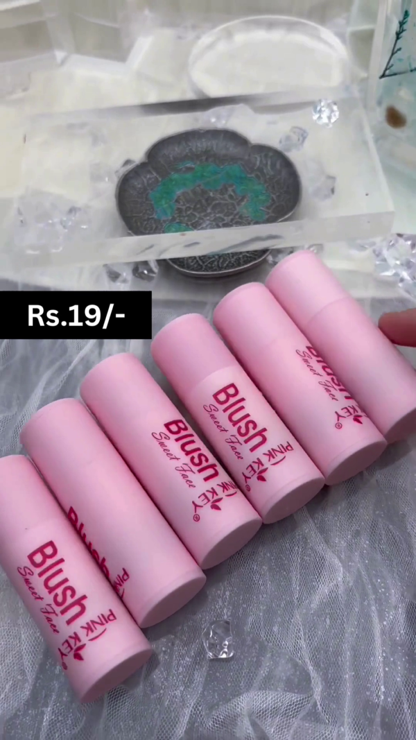 Pink Key Blush Stick with Built-in Sponge Applicator – Lightweight, Easy-to-Use Cream Blush for Natural and Radiant Cheek Color in Multiple Shades – Compact and Travel-Friendly Beauty Essential