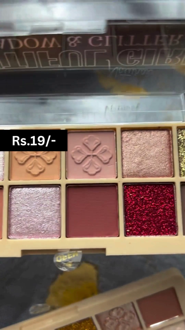 Multi-Color Shimmer & Matte Eyeshadow Palette with Glitter and Satin Finishes – 10-Pan Compact Set for Everyday and Party Looks - Image 2