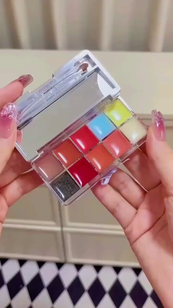 Sweet Girl Lip Cream Palette – Multi-Shade Glossy Lip Color Set with Mirror, Cute Bow Packaging, and a Variety of Vibrant and Glittery Tones for Customizable Lip Looks - Image 3