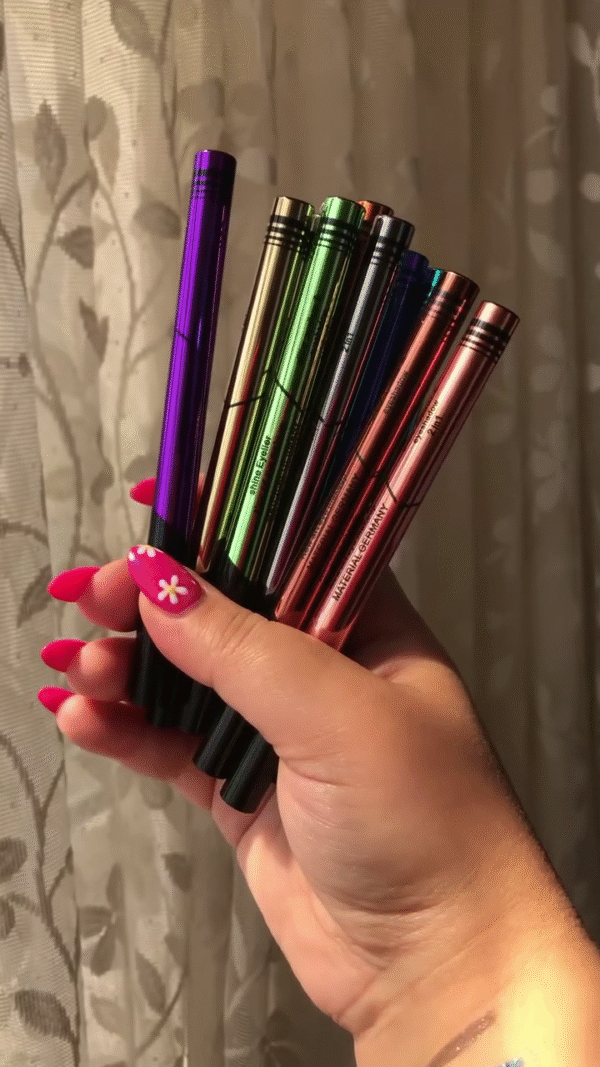 Metallic Waterproof Eyeliner Pen Set with Smooth Glide Precision Tip – Bold and Vibrant Smudge-Proof Formula in Multi Chrome Shades Including Purple, Green, Gold, Blue, and Bronze for Long-Lasting Eye Looks