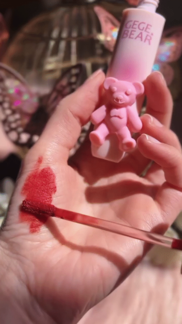 GEGE BEAR Matte Velvet Lip Tint – Long-Lasting, Highly Pigmented Liquid Lipstick with Moisturizing Formula in a Cute Pink Teddy Bear Packaging for a Bold, Smooth, and Flawless Lip Look - Image 3