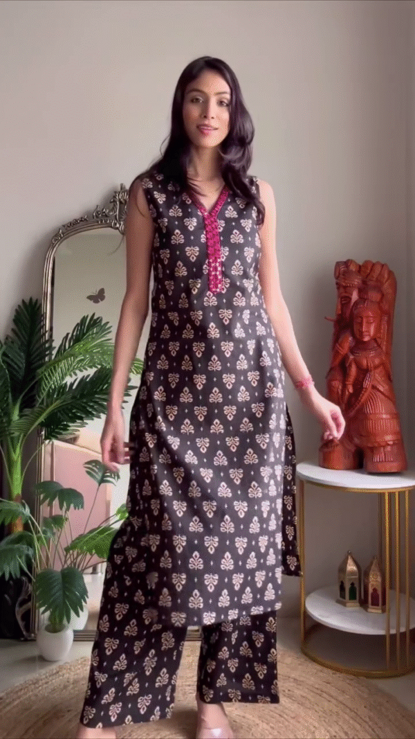 Multi Kurta Set Featuring a Flowy Floral Anarkali with Palazzo and a Bright Sleeveless Yellow Kurta with Pants – Perfect for Everyday Grace and Festive Charm - Image 3