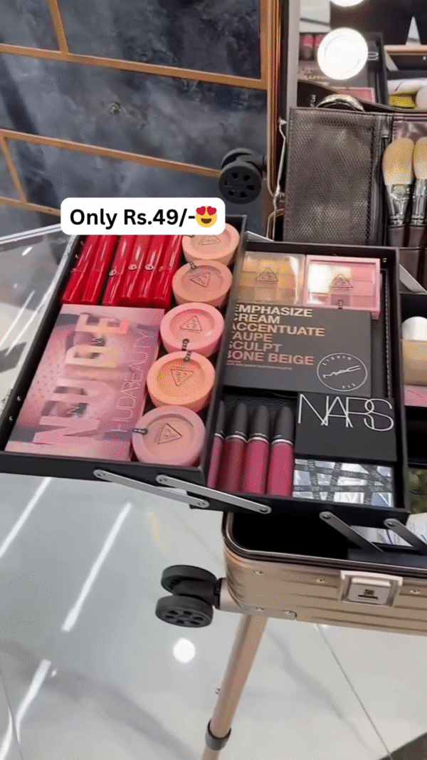 All-in-One Professional Makeup Kit with Eyeshadow Palettes, Blushes, Lipsticks, Highlighters, and Premium Brush Set in a Portable Vanity Case – Ideal for Makeup Artists and Beauty Enthusiasts - Image 3