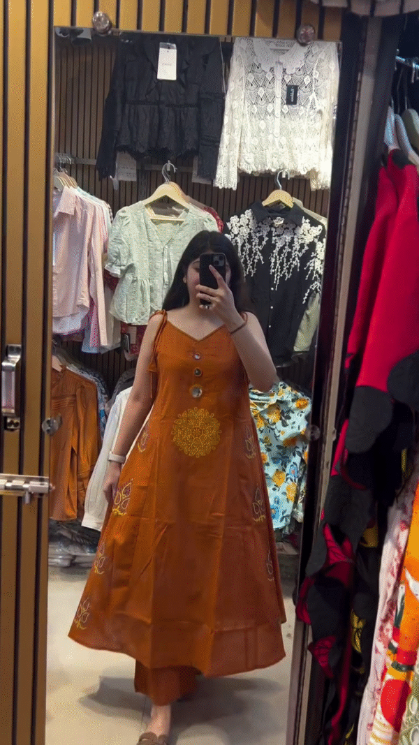 Sleeveless A-Line Ethnic Kurti Dress with Mirror Work and Intricate Embroidery for Women In Multi Shades– Perfect for Festive and Casual Wear