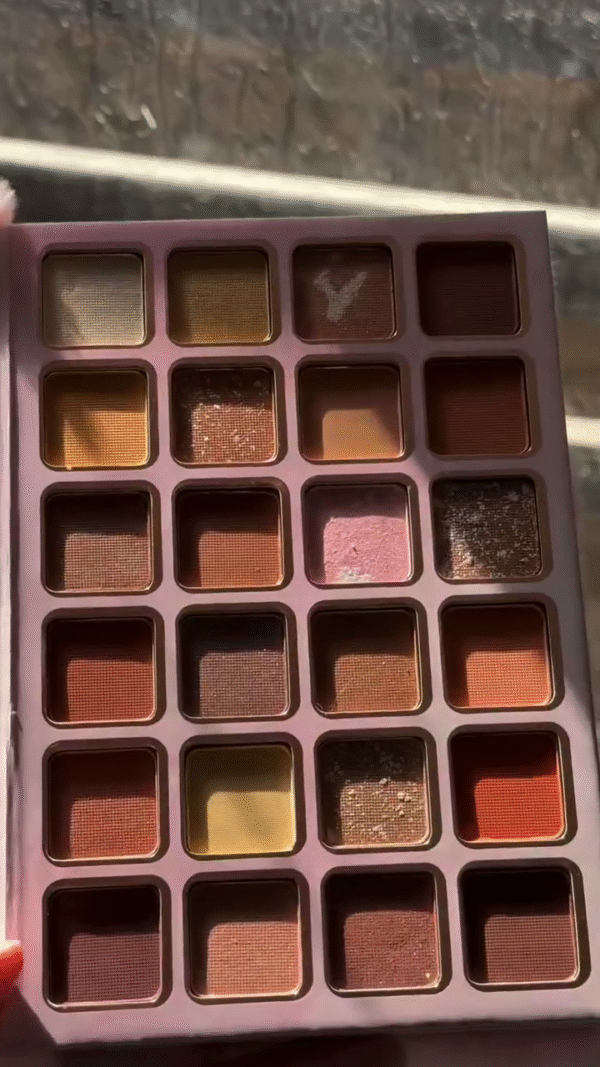 Melody Strawberry-Themed All-in-One Makeup Palette Set Featuring Eyeshadows, Highlighters, and Lip Colors in a Furry Pink Case - Image 2