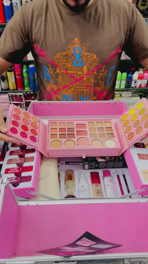 All-in-One Glam Box with Eyeshadows, Lipsticks, and Foundations – Perfect Beauty Kit - Image 2