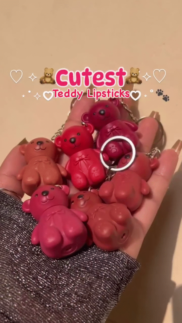 Adorable Teddy Bear Keychain Lipsticks – Mini Matte Liquid Lip Gloss in Cute Bear-Shaped Packaging, Perfect for On-the-Go Touch Ups, Gifting, and Collecting – Portable, Pigmented, and Pocket-Friendly Beauty Essential