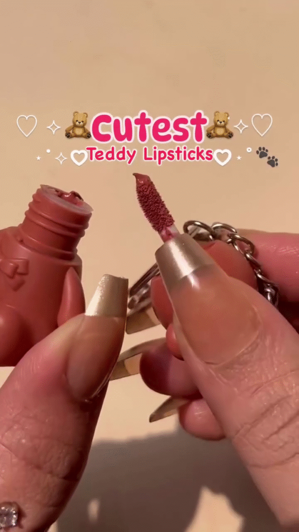 Adorable Teddy Bear Keychain Lipsticks – Mini Matte Liquid Lip Gloss in Cute Bear-Shaped Packaging, Perfect for On-the-Go Touch Ups, Gifting, and Collecting – Portable, Pigmented, and Pocket-Friendly Beauty Essential - Image 2