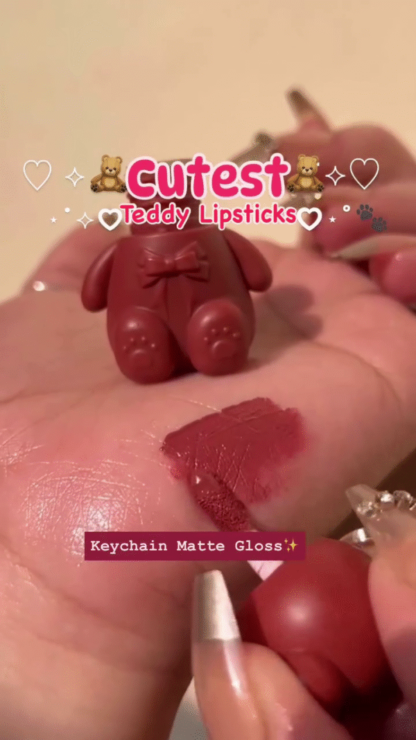 Adorable Teddy Bear Keychain Lipsticks – Mini Matte Liquid Lip Gloss in Cute Bear-Shaped Packaging, Perfect for On-the-Go Touch Ups, Gifting, and Collecting – Portable, Pigmented, and Pocket-Friendly Beauty Essential - Image 3