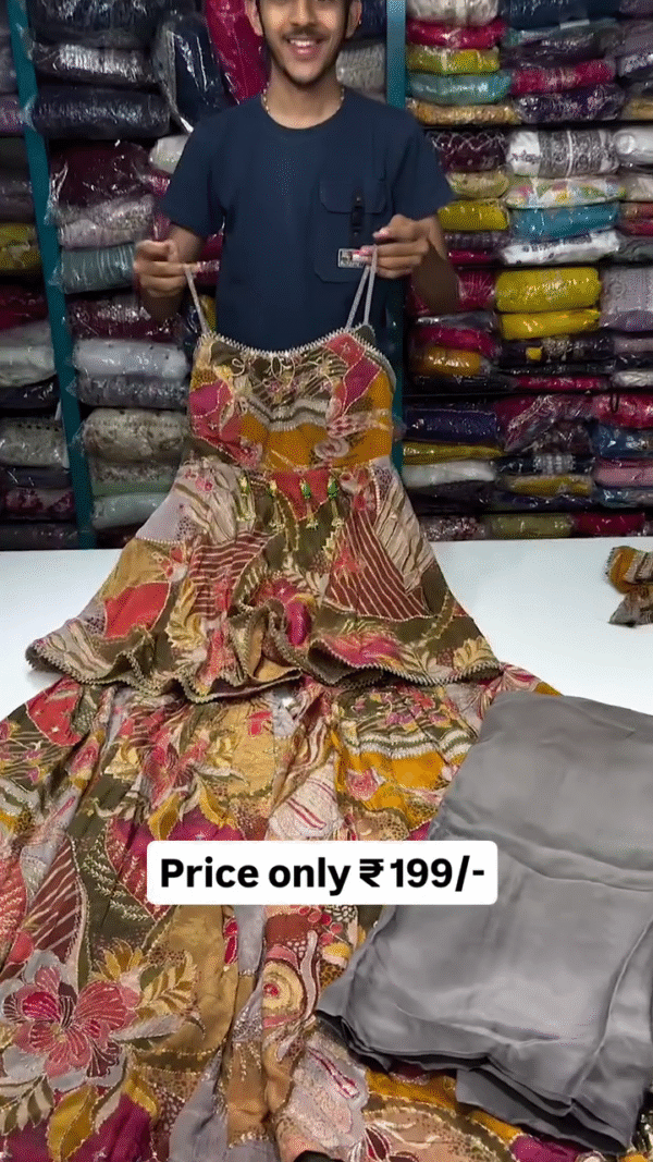 Trendy Multi-Color Printed Strappy Kurti with Flared Skirt and Soft Bottom – Lightweight Ethnic Set Perfect for Casual Wear, Daily Outings, or Summer Festivities - Image 2
