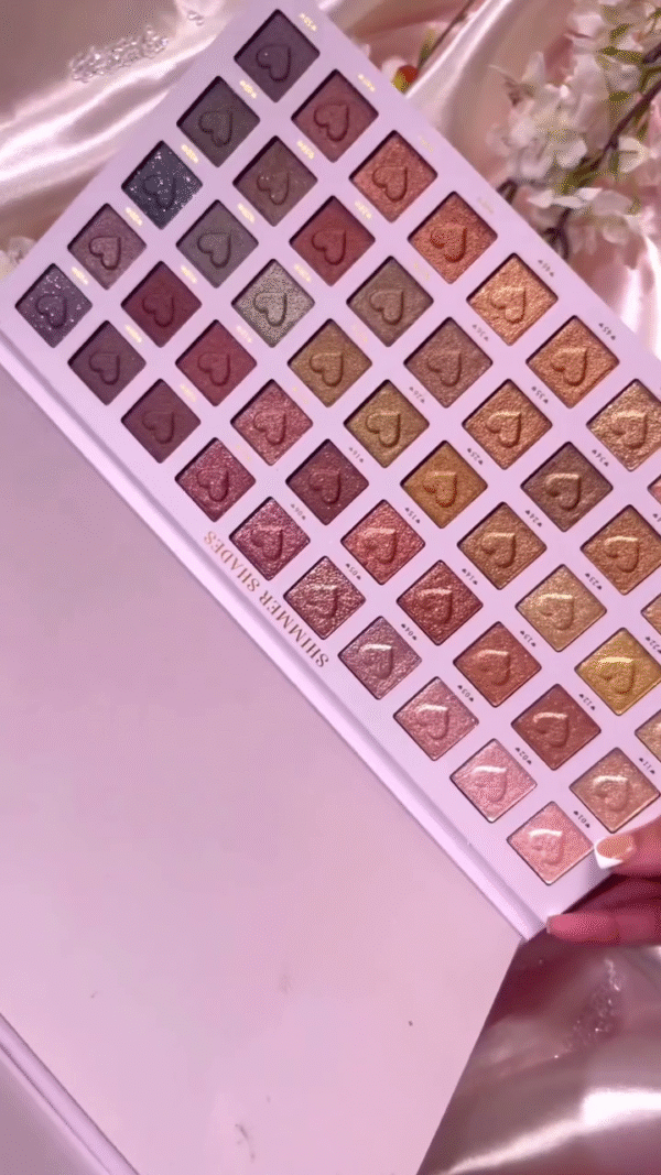 Ultimate Shimmer Eyeshadow Palette with 48 Dazzling Heart-Embossed Shades – A Glamorous Collection of Metallic - Image 2