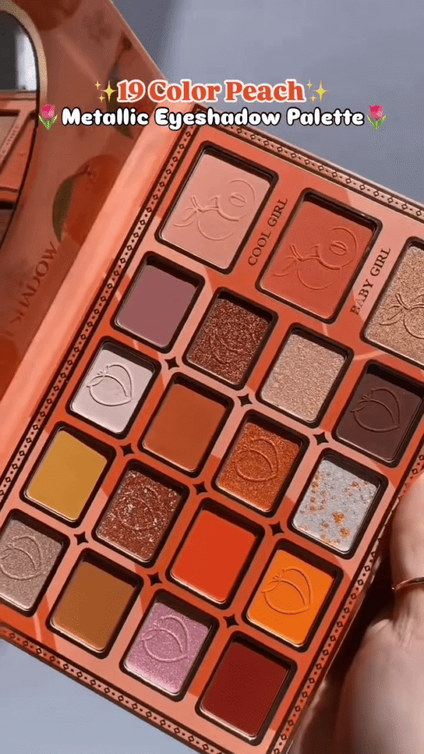 9 Color Peach-Inspired Metallic Eyeshadow Palette – Vibrant, Shimmery & Matte Shades for Bold and Soft Glam Looks - Image 2