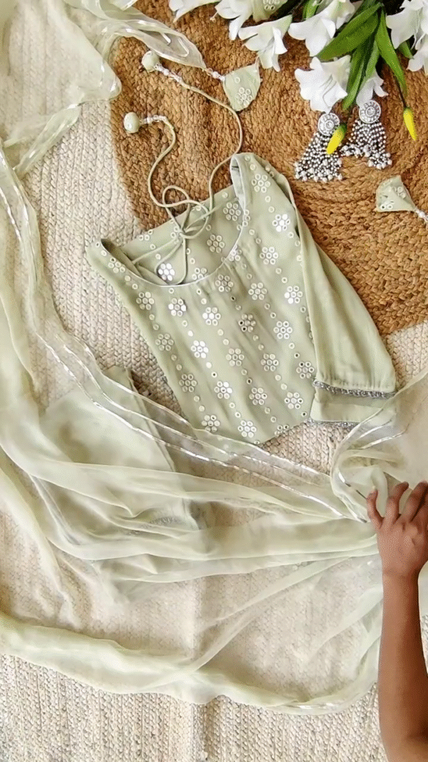 Beautiful Green Floral Embroidered Traditional Outfit with Sheer Dupatta and Delicate Detailing for a Graceful Look - Image 2