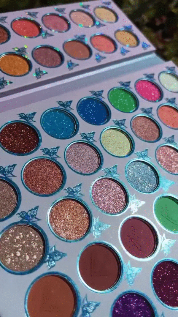Vibrant Eyeshadow Palette Featuring a Stunning Array of Glitters, Shimmers, and Matte Shades in Bold Colors like Greens, Blues, Purples, and Warm Tones for Stunning Eye Makeup - Image 2