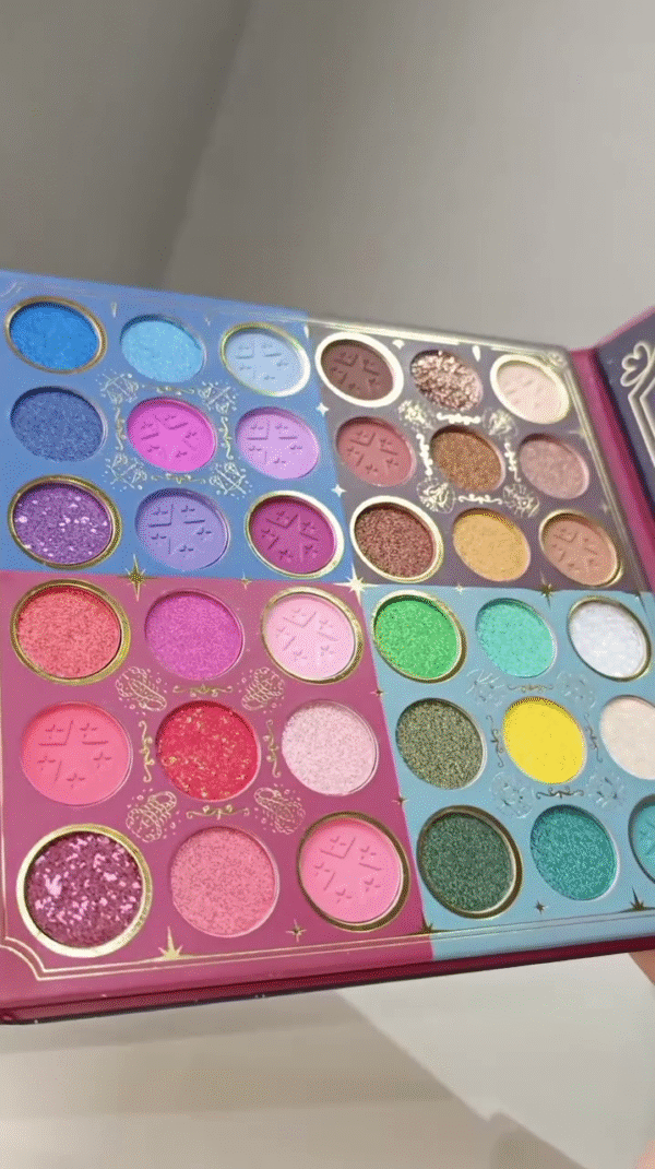 Magical Multi-Colored Eyeshadow Palette with Bold Brights, Glitter Toppers & Matte Shades – Featuring a Whimsical Mix of Blues, Greens, Pinks, Neutrals - Image 2