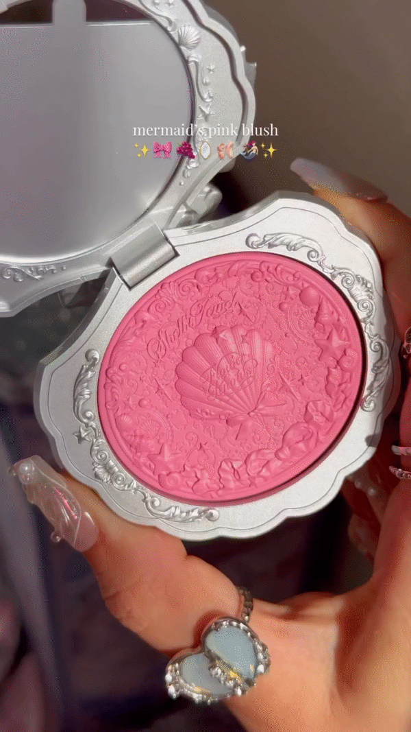 Mermaid's Pink Blush with a Soft Pink Shade and Detailed Shell and Ocean-Inspired Design, Perfect for a Fresh, Radiant Flush of Color