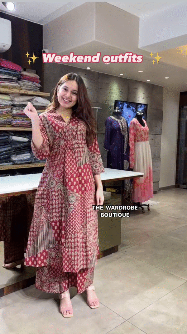 Trendy and Breezy Cotton Kurta Sets for Weekend Wear – Featuring Light Green Floral Print and Bold Black-White Ikat Pattern with Comfortable Silhouettes and Matching Pants, Perfect for Casual Outings and Everyday Style - Image 2