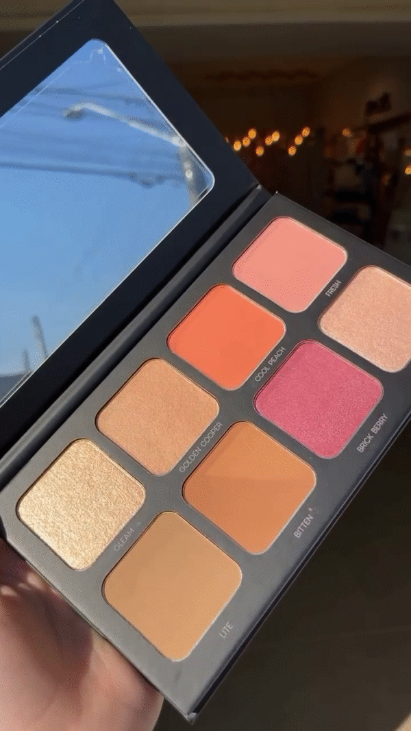 Multifunctional Blush and Highlighter Palette with 8 Shades, Including Golden Cooper, Cool Peach, and Brick Berry - Image 2