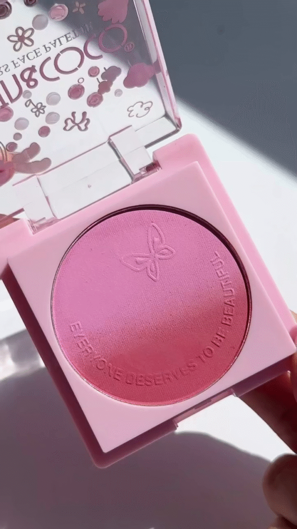 KEUN & COCO Blush Powder in Soft Pink – Lightweight, Buildable Formula for a Natural Flush with Cute, Floral Packaging - Image 2