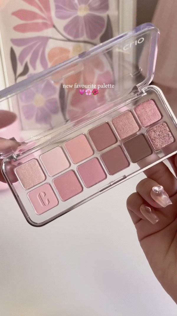 Soft Pink and Rose-Toned 12-Shade Eyeshadow Palette with a Mix of Mattes, Shimmers, and Glitter – Perfect for Subtle and Elegant Eye Looks - Image 2