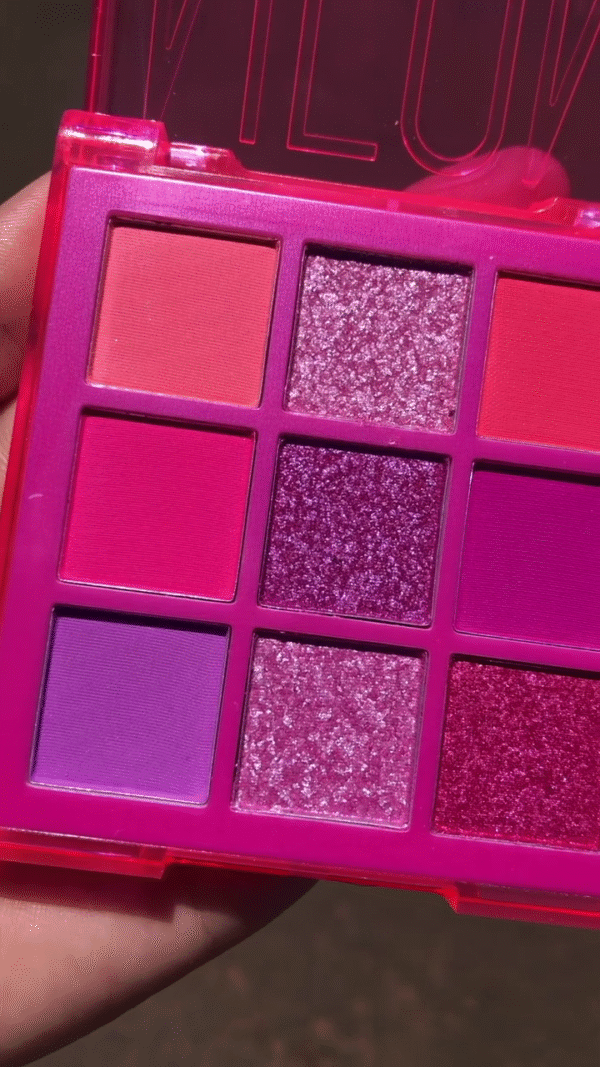 Pink & Purple Eyeshadow Palette – 9 Bold Shades with Matte and Glitter Finishes for Stunning Eye Looks