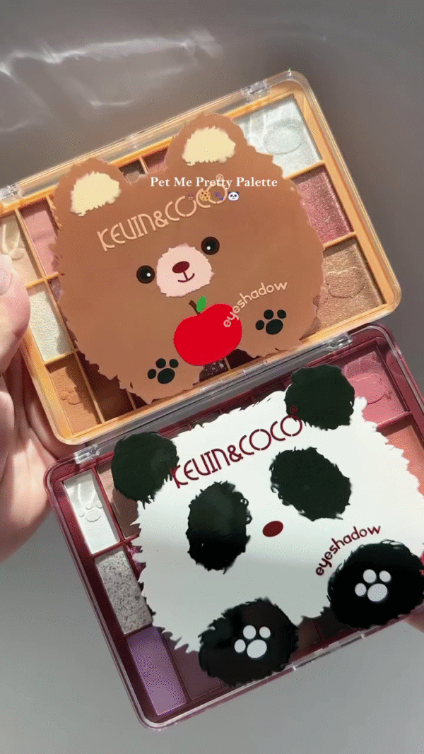 Pet Me Pretty Eyeshadow and Blush Palette – Featuring Soft Mattes, Shimmers, and Glitters in Warm Reds, Pinks, and Neutrals with Cute Cloud-Shaped Packaging