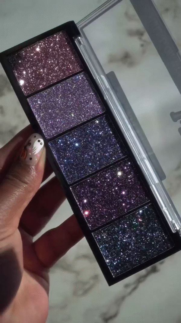 Sparkling 5-Color Glitter Eyeshadow Palette with Gorgeous Shades of Purple, Pink, and Blue – Perfect for Adding a Dazzling Touch to Your Eye Look - Image 2